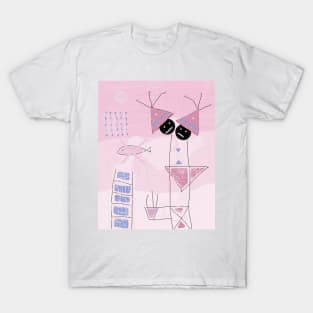 Kids and Triangle Hats Stick Figure T-Shirt